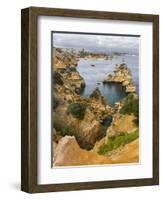 The cliffs and sea stacks of Ponta da Piedade, Algarve, Portugal.-Martin Zwick-Framed Photographic Print