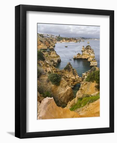 The cliffs and sea stacks of Ponta da Piedade, Algarve, Portugal.-Martin Zwick-Framed Photographic Print