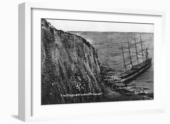 The Cliffs and Wrecked Preussen, Dover, 20th Century-null-Framed Giclee Print