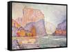The Cliffs at Castellane, 1902-Paul Signac-Framed Stretched Canvas