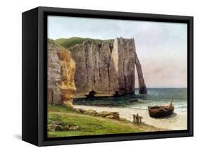 The Cliffs at Etretat, 1869-Gustave Courbet-Framed Stretched Canvas