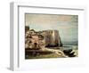 The Cliffs at Etretat after the Storm, 1870-Gustave Courbet-Framed Premium Giclee Print