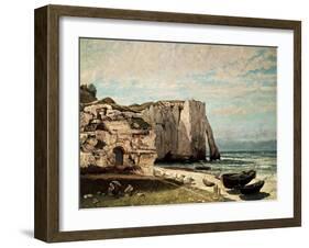 The Cliffs at Etretat after the Storm, 1870-Gustave Courbet-Framed Giclee Print