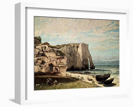 The Cliffs at Etretat after the Storm, 1870-Gustave Courbet-Framed Giclee Print