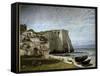 The Cliffs of Etretat after the Storm (Oil on Canvas, 1869)-Gustave Courbet-Framed Stretched Canvas