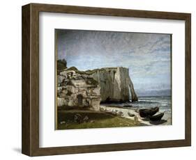 The Cliffs of Etretat after the Storm (Oil on Canvas, 1869)-Gustave Courbet-Framed Giclee Print