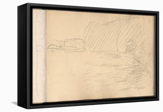 The Cliffs of Varengeville (Pencil on Paper)-Claude Monet-Framed Stretched Canvas