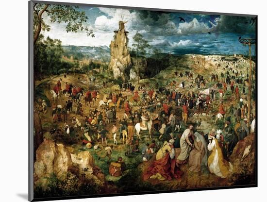 The Climb to Calvary (Carrying the Cross), 1525-1569), 1564 (Painting)-Pieter the Elder Brueghel-Mounted Giclee Print