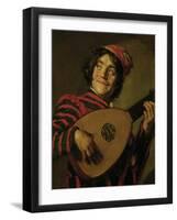 The Clown with the lute.-Frans Hals-Framed Giclee Print