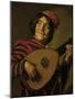 The Clown with the lute.-Frans Hals-Mounted Giclee Print