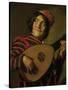 The Clown with the lute.-Frans Hals-Stretched Canvas