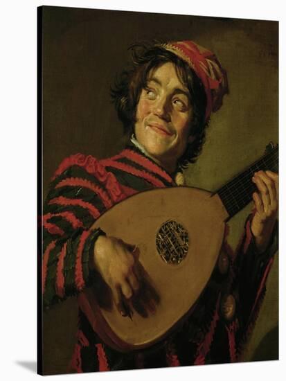 The Clown with the lute.-Frans Hals-Stretched Canvas