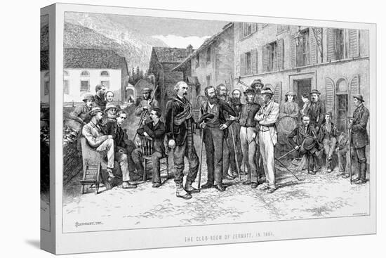 The Club Room of Zermatt in 1864', 19th century-James Mahoney-Stretched Canvas