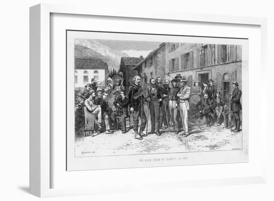The Club-Room of Zermatt Including Ulrich Lavener, Franz Andermatten, Peter Taugwalder-Whymper-Framed Art Print