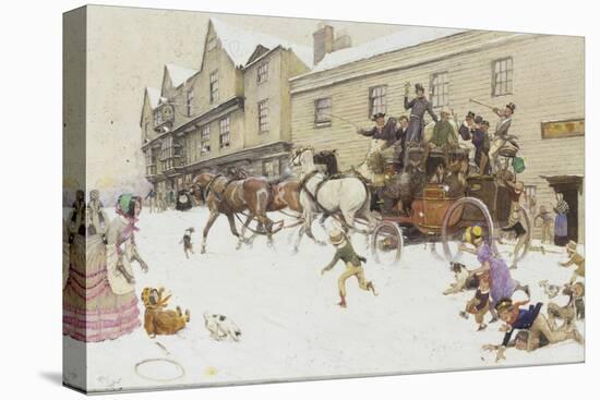 The Coach has arrived!-Cecil Aldin-Stretched Canvas