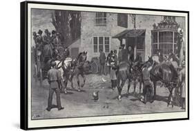 The Coaching Season, Changing Horses at a Wayside Inn-John Charlton-Framed Stretched Canvas