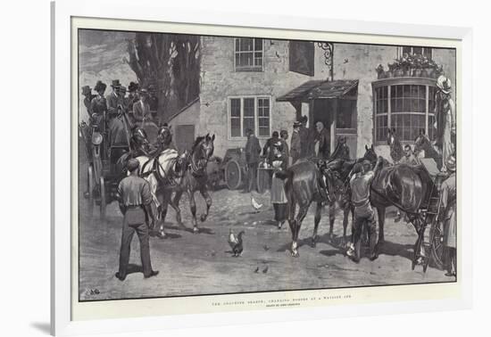 The Coaching Season, Changing Horses at a Wayside Inn-John Charlton-Framed Giclee Print