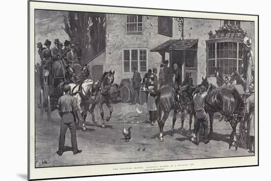 The Coaching Season, Changing Horses at a Wayside Inn-John Charlton-Mounted Giclee Print