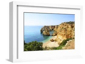 The coastal rock formations at Marinha beach (Praia da Marinha). Algarve, Portugal-Mauricio Abreu-Framed Photographic Print