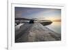 The Cobb with the cliffs of Jurassic Coast at sunrise, Lyme Regis, Dorset, England, United Kingdom,-Stuart Black-Framed Photographic Print