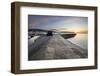 The Cobb with the cliffs of Jurassic Coast at sunrise, Lyme Regis, Dorset, England, United Kingdom,-Stuart Black-Framed Photographic Print