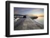 The Cobb with the cliffs of Jurassic Coast at sunrise, Lyme Regis, Dorset, England, United Kingdom,-Stuart Black-Framed Photographic Print