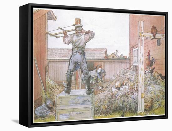 The Cock Went on Crowing All the Time Elfstrom Sawed and Hammered-Carl Larsson-Framed Stretched Canvas