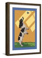 The Cocker Spaniel Sees a Butterfly-Diana Thorne-Framed Art Print