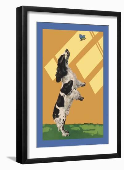 The Cocker Spaniel Sees a Butterfly-Diana Thorne-Framed Art Print