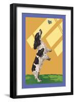 The Cocker Spaniel Sees a Butterfly-Diana Thorne-Framed Art Print