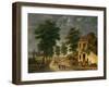 The Coeur Volant Coaching Inn at Louveciennes, 1867 (Oil on Canvas)-Adolphe Roehn-Framed Giclee Print