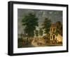 The Coeur Volant Coaching Inn at Louveciennes, 1867 (Oil on Canvas)-Adolphe Roehn-Framed Giclee Print