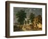 The Coeur Volant Coaching Inn at Louveciennes, 1867 (Oil on Canvas)-Adolphe Roehn-Framed Giclee Print