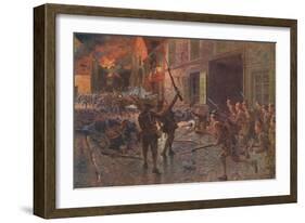 'The Coldstream Guards at Landrecies, August, 1914', 1915 (1928)-William Barnes Wollen-Framed Giclee Print