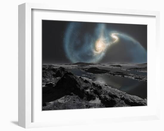 The Collision of the Milky Way And Andromeda Galaxies Seen from the Earth-Stocktrek Images-Framed Premium Photographic Print