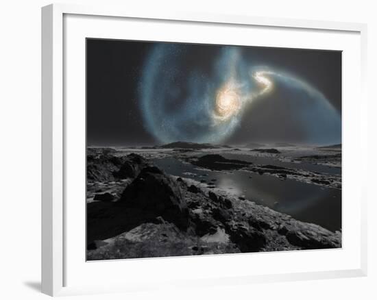 The Collision of the Milky Way And Andromeda Galaxies Seen from the Earth-Stocktrek Images-Framed Photographic Print