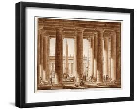 The Colonnade of St. Peter's Square, Seen from Outside, 1833-Agostino Tofanelli-Framed Giclee Print
