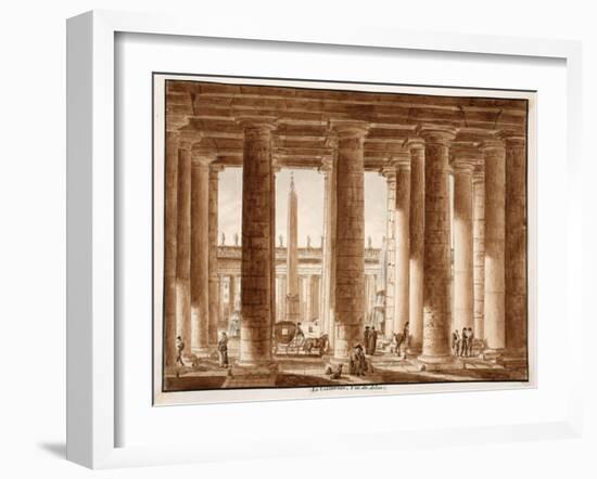 The Colonnade of St. Peter's Square, Seen from Outside, 1833-Agostino Tofanelli-Framed Giclee Print