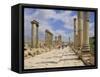 The Colonnaded Street, Cardo Maximus, in the Roman Ruins, Jerash, Jordan-Michael Short-Framed Stretched Canvas