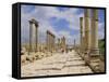 The Colonnaded Street, Cardo Maximus, in the Roman Ruins, Jerash, Jordan-Michael Short-Framed Stretched Canvas