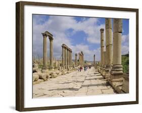 The Colonnaded Street, Cardo Maximus, in the Roman Ruins, Jerash, Jordan-Michael Short-Framed Photographic Print