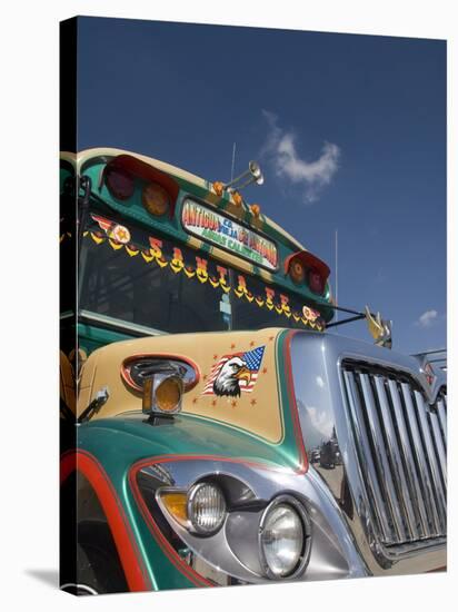 The Colorful Chicken Bus of Guatemala, Antigua, Guatemala, Central America-null-Stretched Canvas