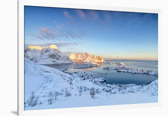 The Colors of Dawn Frame the Fishing Villages Surrounded by Snowy Peaks, Reine, Nordland-Roberto Moiola-Framed Photographic Print