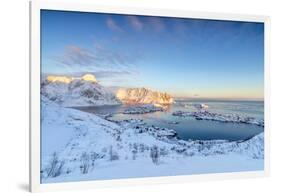 The Colors of Dawn Frame the Fishing Villages Surrounded by Snowy Peaks, Reine, Nordland-Roberto Moiola-Framed Photographic Print