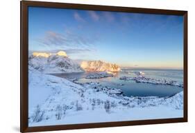 The Colors of Dawn Frame the Fishing Villages Surrounded by Snowy Peaks, Reine, Nordland-Roberto Moiola-Framed Photographic Print