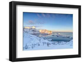 The Colors of Dawn Frame the Fishing Villages Surrounded by Snowy Peaks, Reine, Nordland-Roberto Moiola-Framed Photographic Print