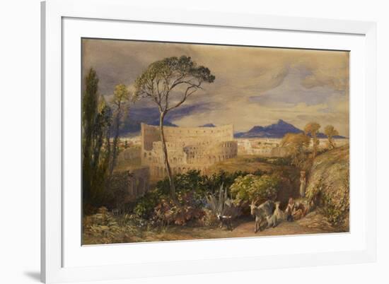 The Colosseum and Alban Mount (W/C and Gouache over Pencil, Chalk and Ink)-Samuel Palmer-Framed Giclee Print