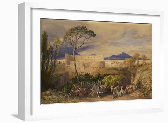 The Colosseum and Alban Mount (W/C and Gouache over Pencil, Chalk and Ink)-Samuel Palmer-Framed Giclee Print