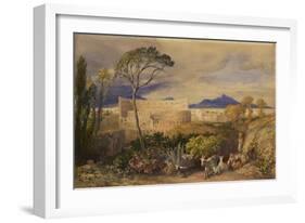 The Colosseum and Alban Mount (W/C and Gouache over Pencil, Chalk and Ink)-Samuel Palmer-Framed Giclee Print