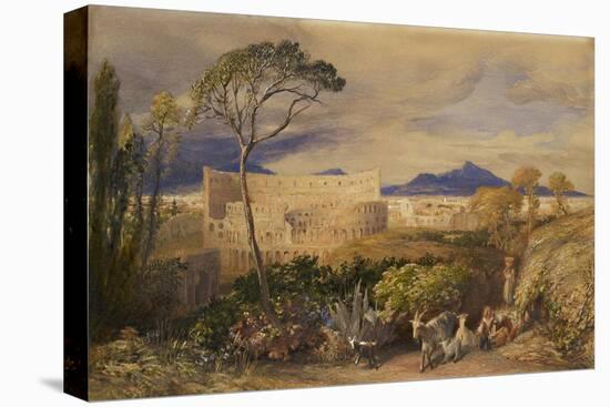 The Colosseum and Alban Mount (W/C and Gouache over Pencil, Chalk and Ink)-Samuel Palmer-Stretched Canvas